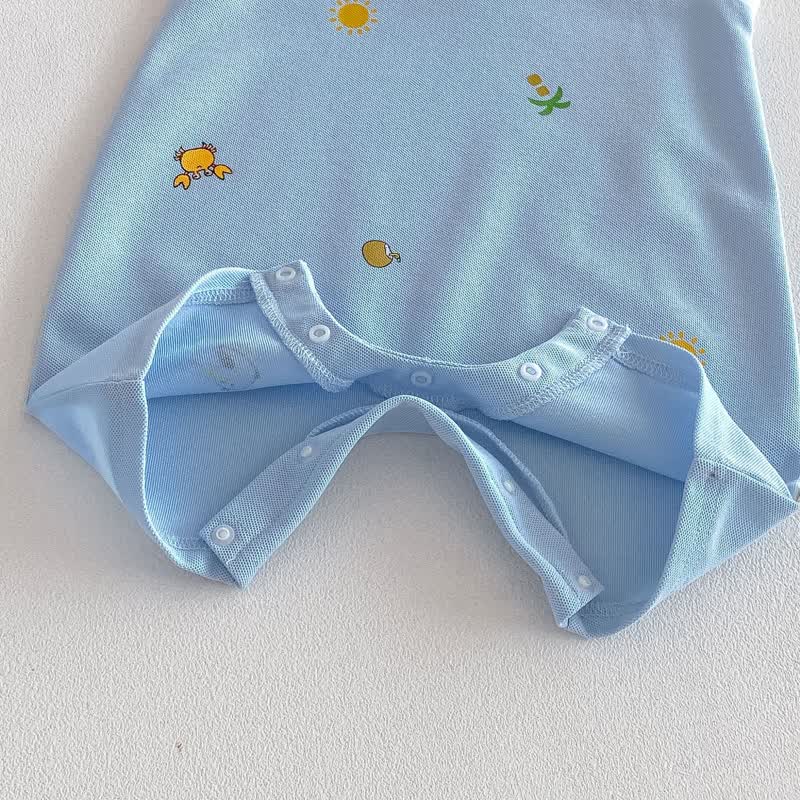 Baby Boy Print Polo Collar Sleeveless Romper - image 7