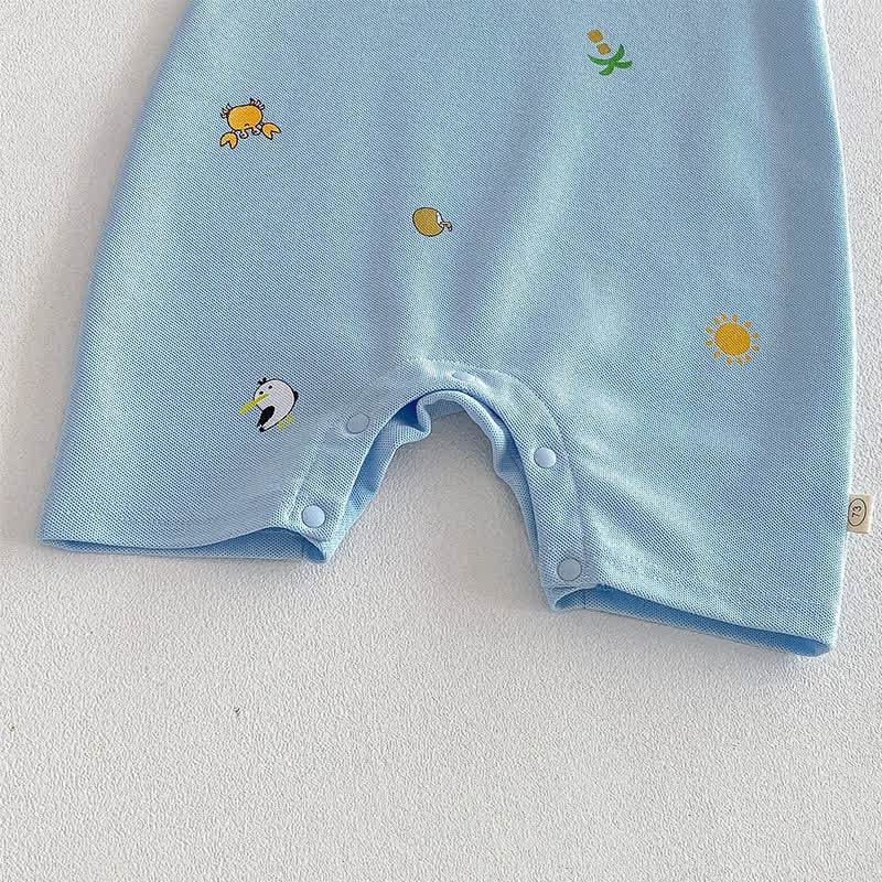 Baby Boy Print Polo Collar Sleeveless Romper - image 8