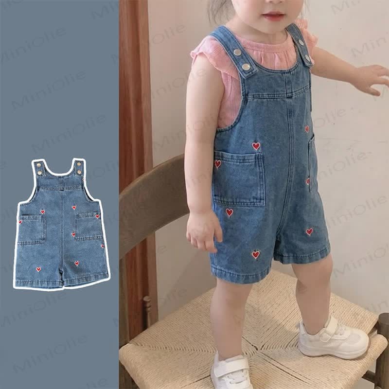 Baby Denim Heart Print Romper - image 1