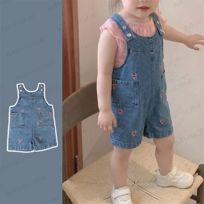Baby Denim Heart Print Romper - image 1