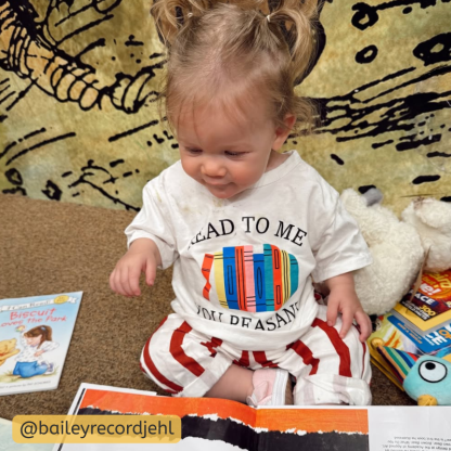 READ TO ME YOU PEASANT Baby Red Vertical Striped 2-piece Set - image 3