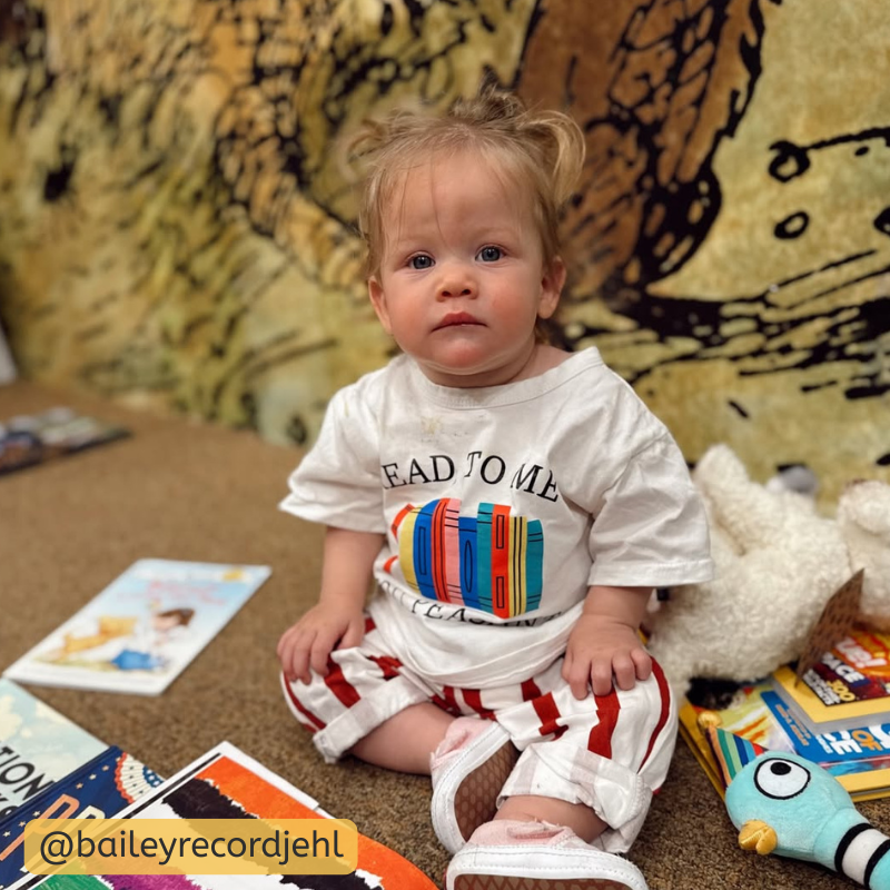 READ TO ME YOU PEASANT Baby Red Vertical Striped 2-piece Set - image 2