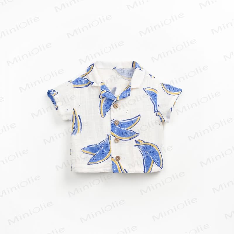 Baby Toddler Boys Cotton Blue Striped or Watermelon Print Shirt and Shorts Set - image 8