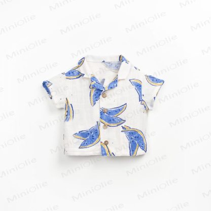 Baby Toddler Boys Cotton Blue Striped or Watermelon Print Shirt and Shorts Set - image 8