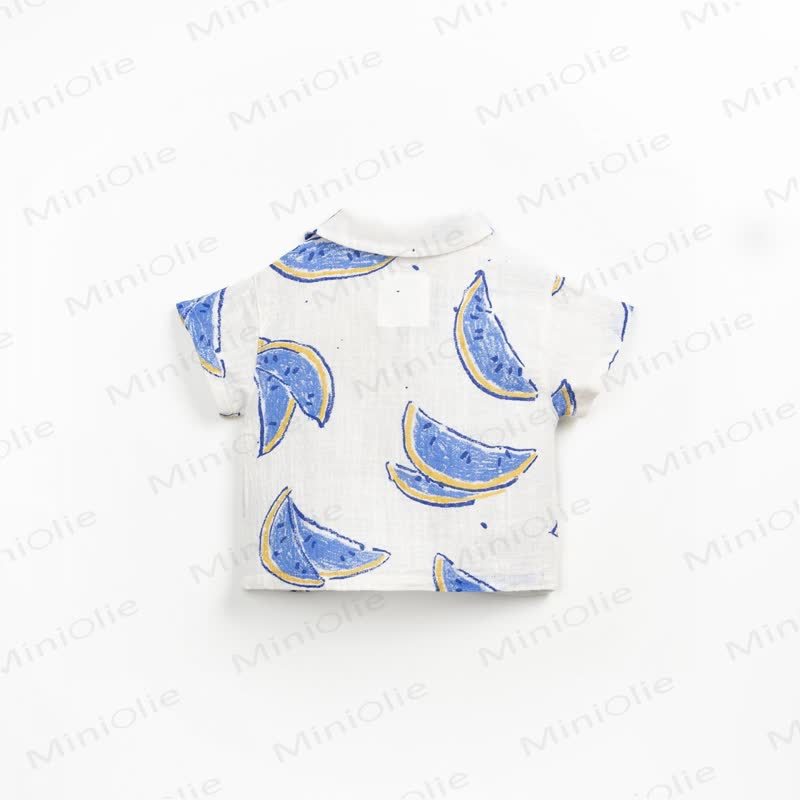 Baby Toddler Boys Cotton Blue Striped or Watermelon Print Shirt and Shorts Set - image 9