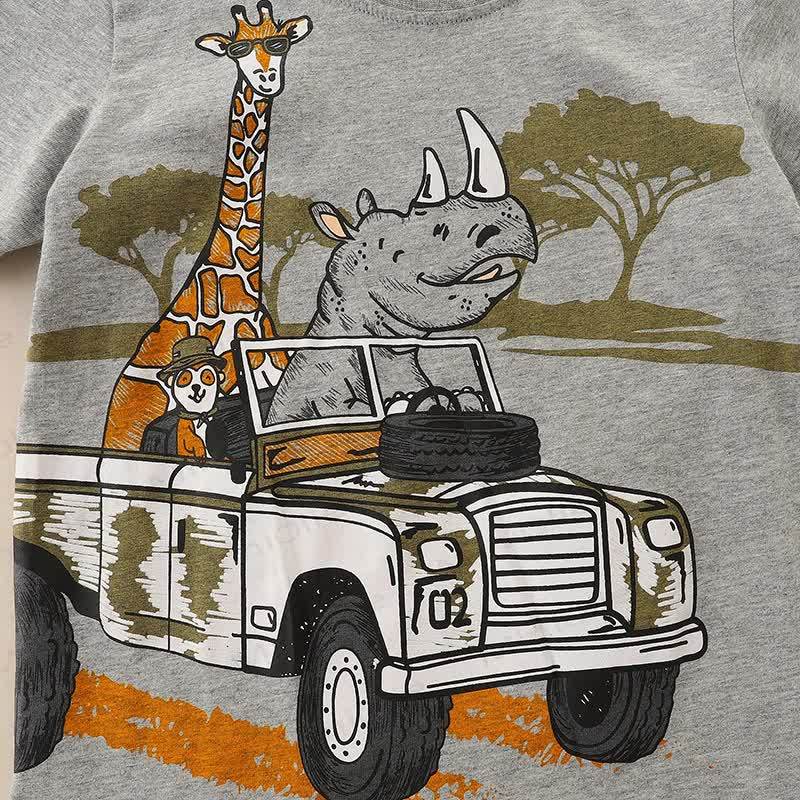 Toddler Boy Gray Rhinoceros and Giraffe Crew Neck Tee - image 5
