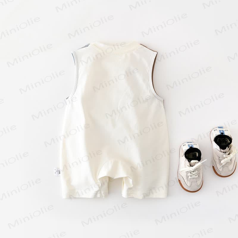 THE ELEPHANT Baby Boy Beige Sleeveless Romper - image 2
