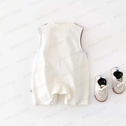 THE ELEPHANT Baby Boy Beige Sleeveless Romper - image 2