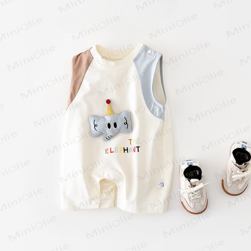 THE ELEPHANT Baby Boy Beige Sleeveless Romper - Beige - 18-24M - image 1