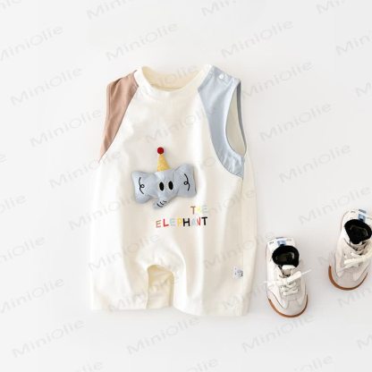 THE ELEPHANT Baby Boy Beige Sleeveless Romper - Beige - 18-24M - image 1