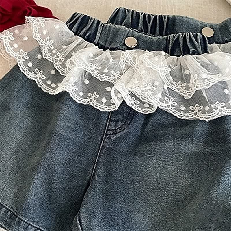 Baby Toddler Girls Floral Lace Denim Shorts - image 3
