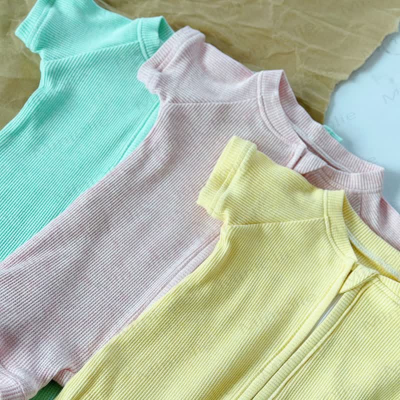 Baby Solid Color Zip Front Romper - image 6