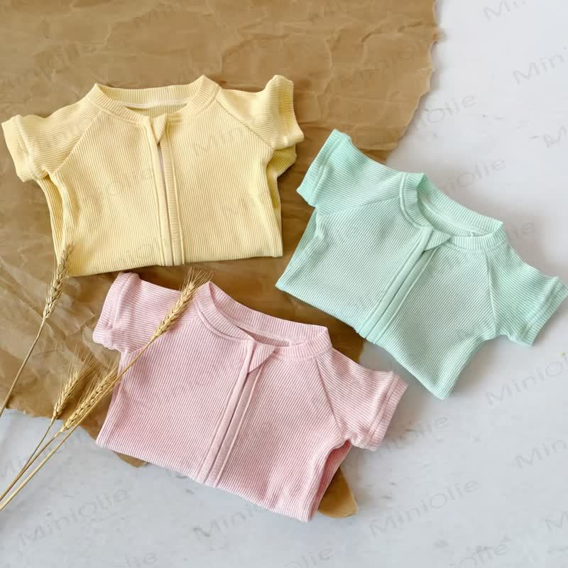 Baby Solid Color Zip Front Romper - image 5