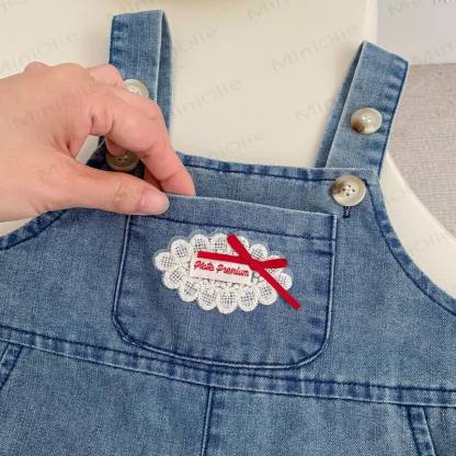 Baby Toddler Girls Washed Denim Ruffle Bow Overalls - image 3