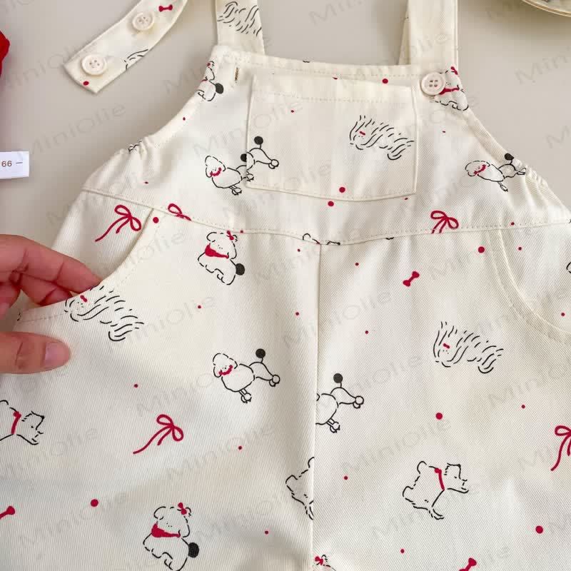 Baby Girls Cotton Animal Print Tank Top and Overalls 2-piece Set - image 4