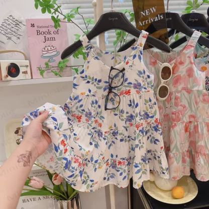 Toddler Kid Girls Floral Print Sleeveless Dress - White - 12-13T - image 2