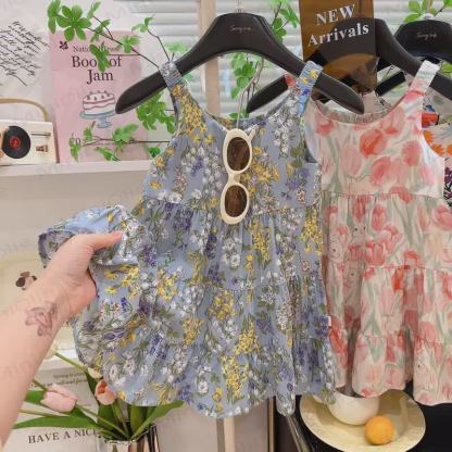 Toddler Kid Girls Floral Print Sleeveless Dress - Blue - 12-13T - image 3