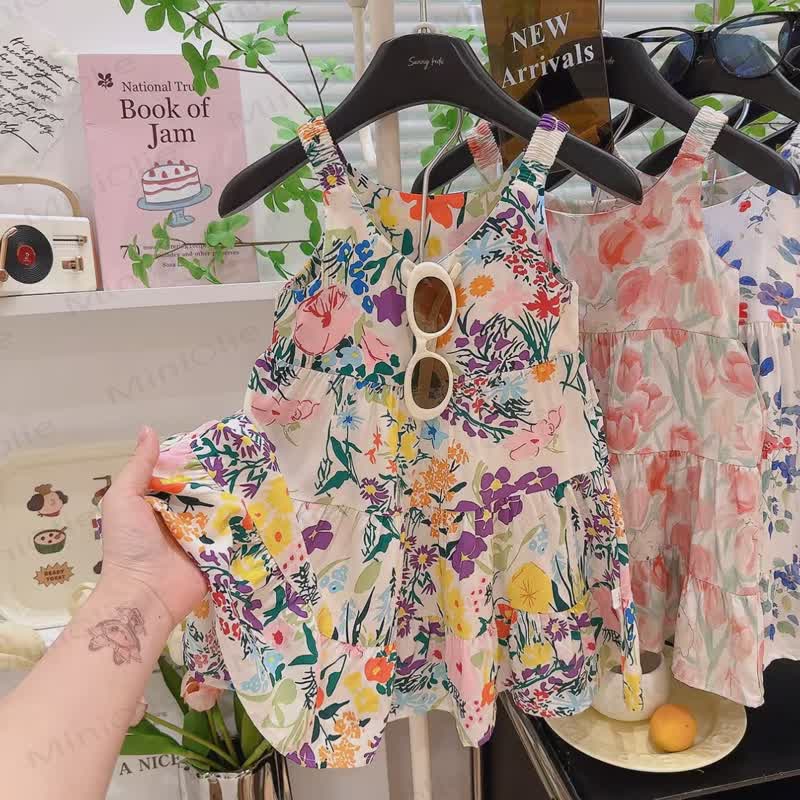 Toddler Kid Girls Floral Print Sleeveless Dress - Purple - 12-13T - image 4