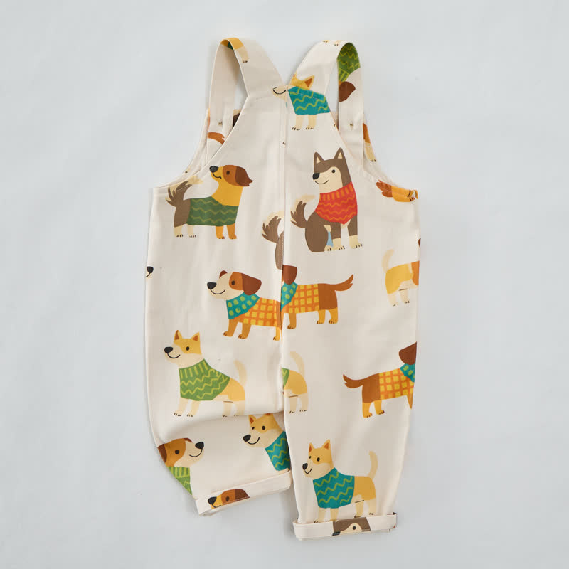 Baby Toddler Beige Dogs Pocket Overalls - image 2
