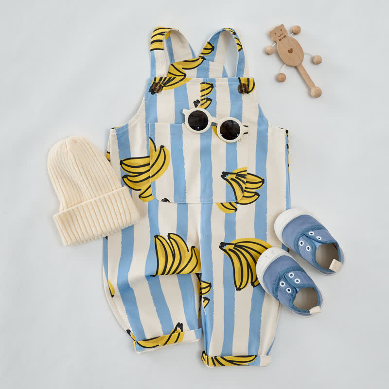 Baby Toddler Banana Blue Striped Pocket Overalls - image 2
