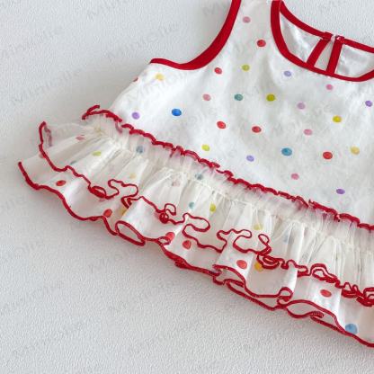 Baby Toddler Girls Polka Dot Ruffle Tank Top and Pants Set - image 5