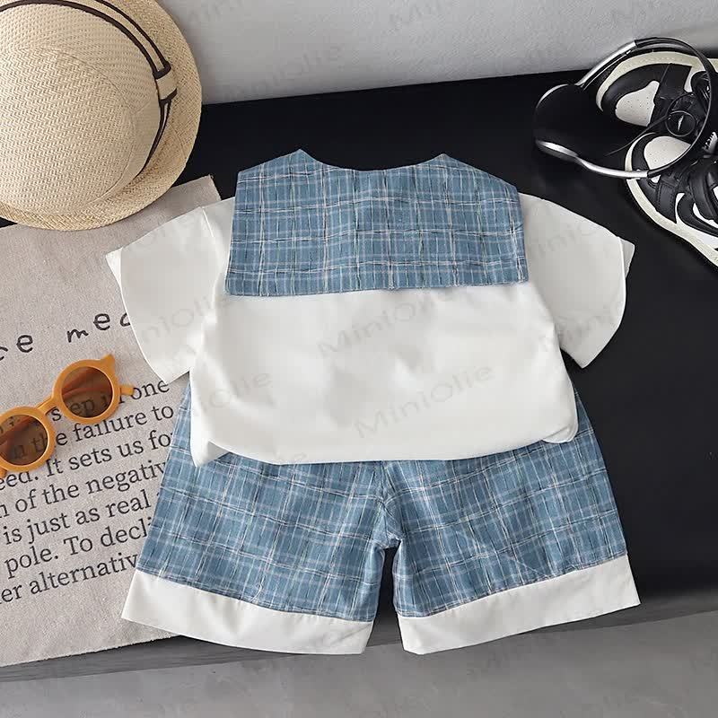Toddler Boys Cotton Plaid Sailor Tee and Shorts Set - image 4