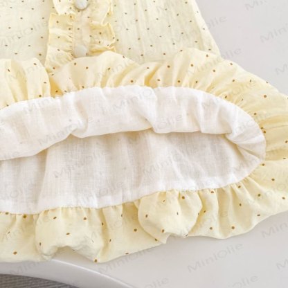 Toddler Girls Cotton Yellow Polka Dot Sleeveless Dress - image 3