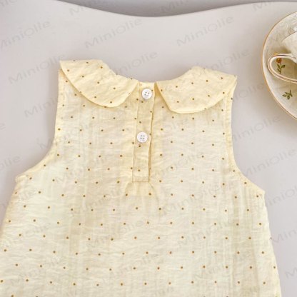 Toddler Girls Cotton Yellow Polka Dot Sleeveless Dress - image 7