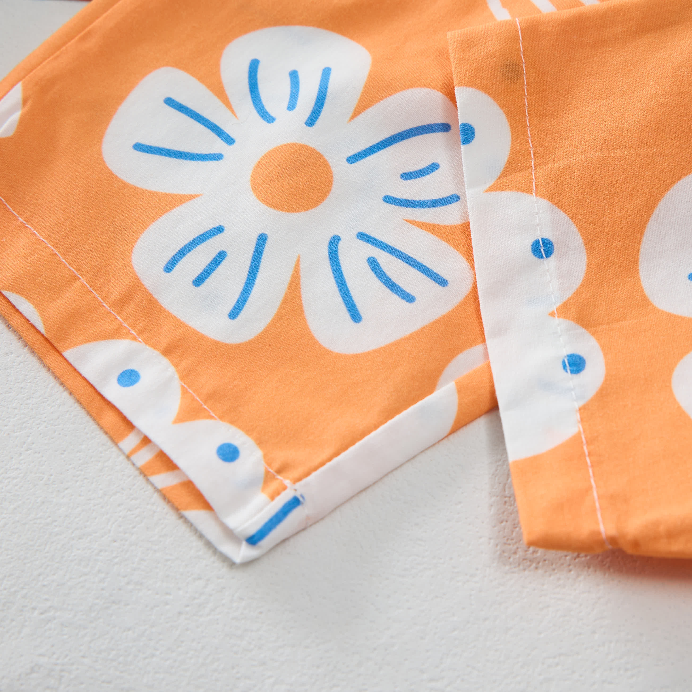Toddler Girl Flower Print Orange 2-piece Sleeveless Set - image 6