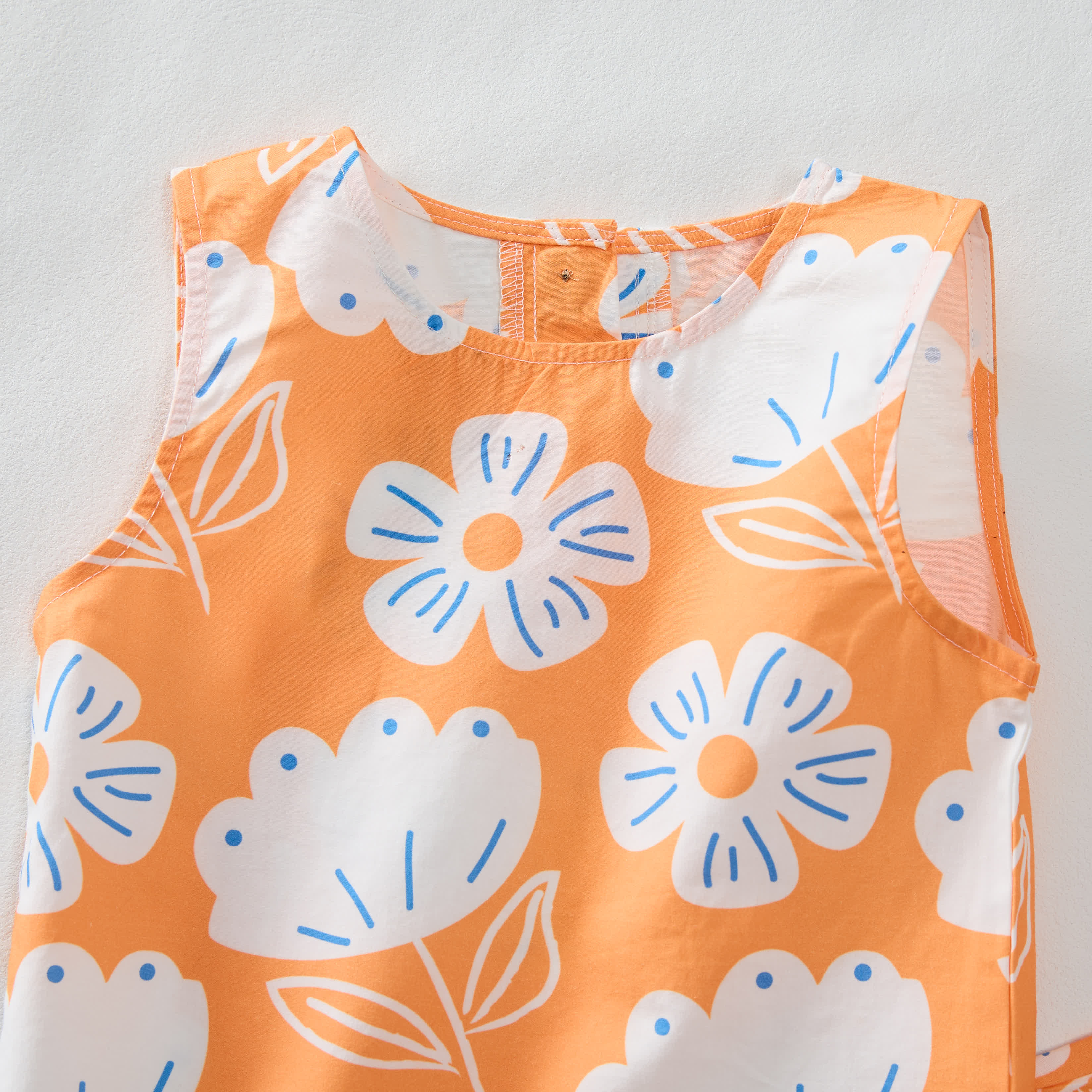 Toddler Girl Flower Print Orange 2-piece Sleeveless Set - image 2