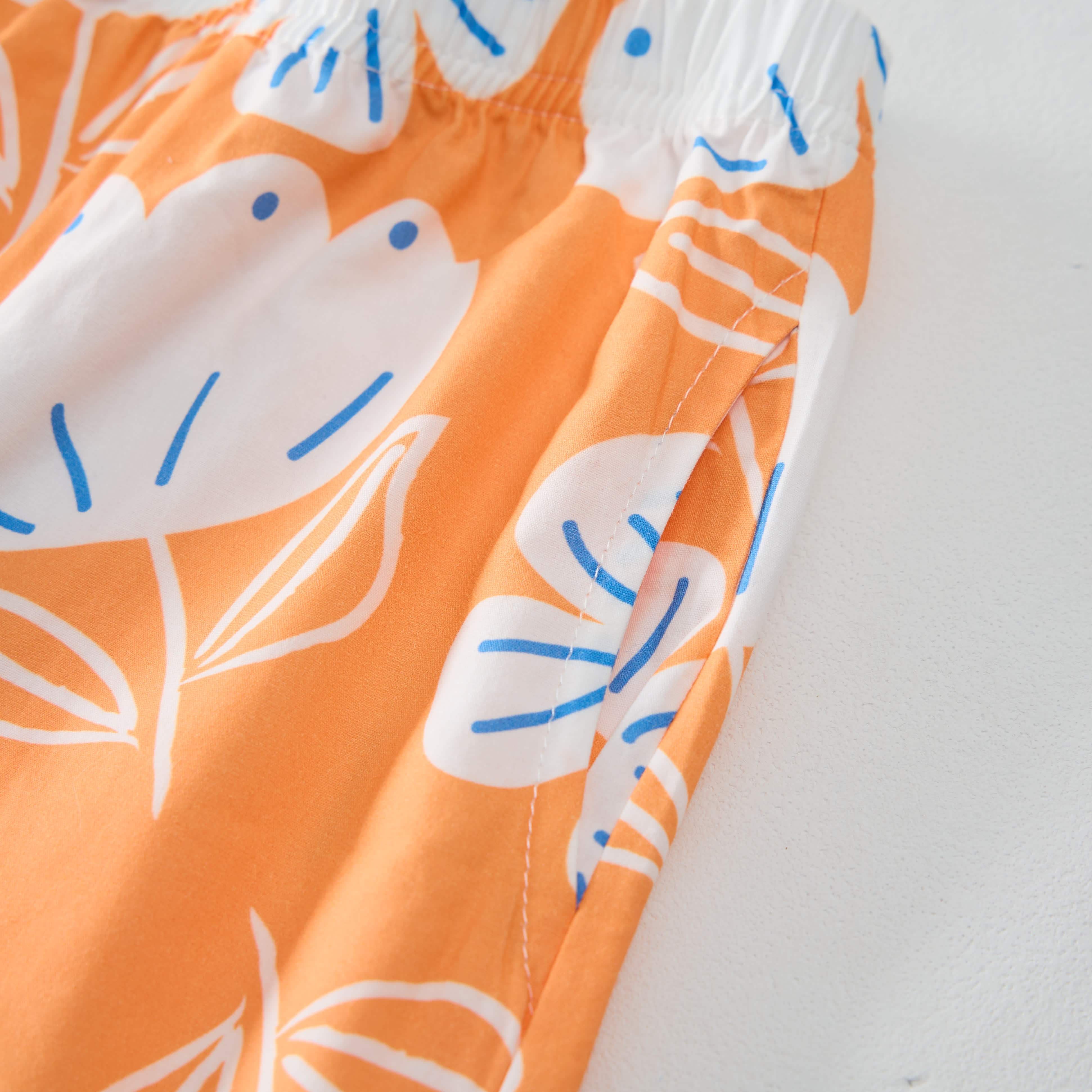 Toddler Girl Flower Print Orange 2-piece Sleeveless Set - image 3