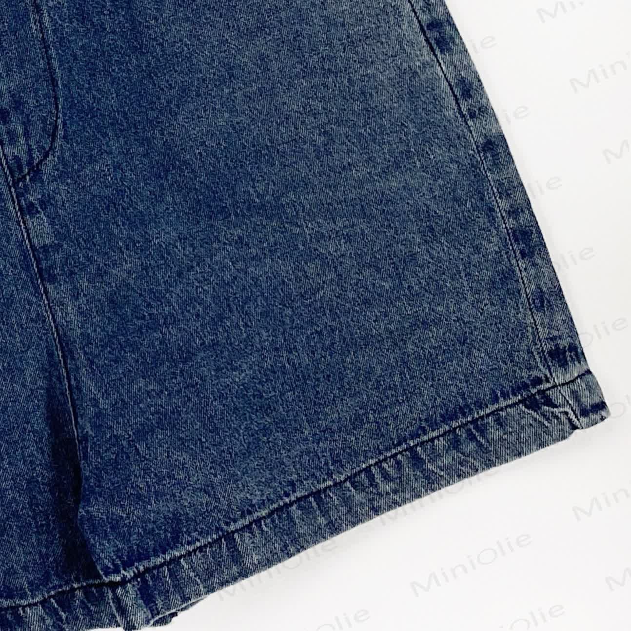 Toddler Girls Solid Blue Denim Overall - image 5