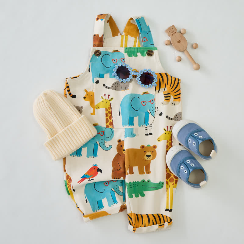 Baby Toddler Animals Print Overalls - image 2