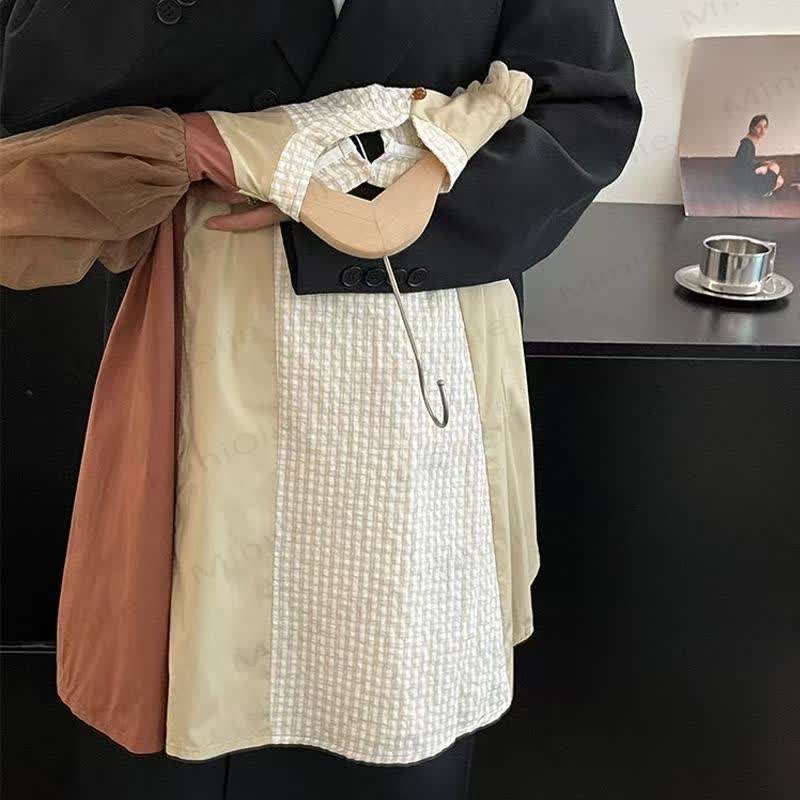 Toddler Girls Cotton Patchwork Puff Sleeves Dress - image 3
