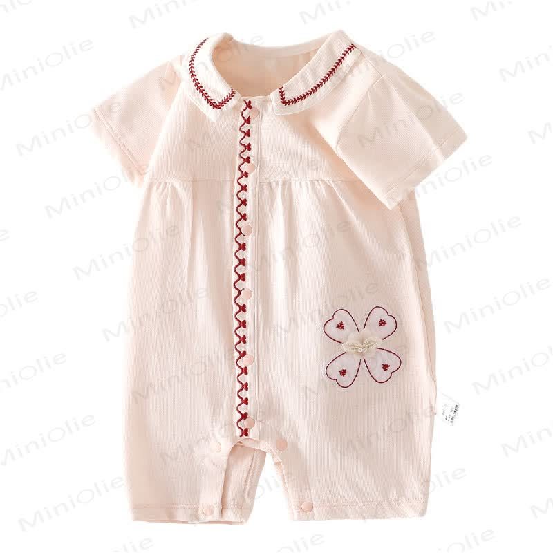 Baby Cotton Peter Pan Collar Floral Dress Romper - image 3