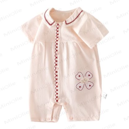 Baby Cotton Peter Pan Collar Floral Dress Romper - image 3