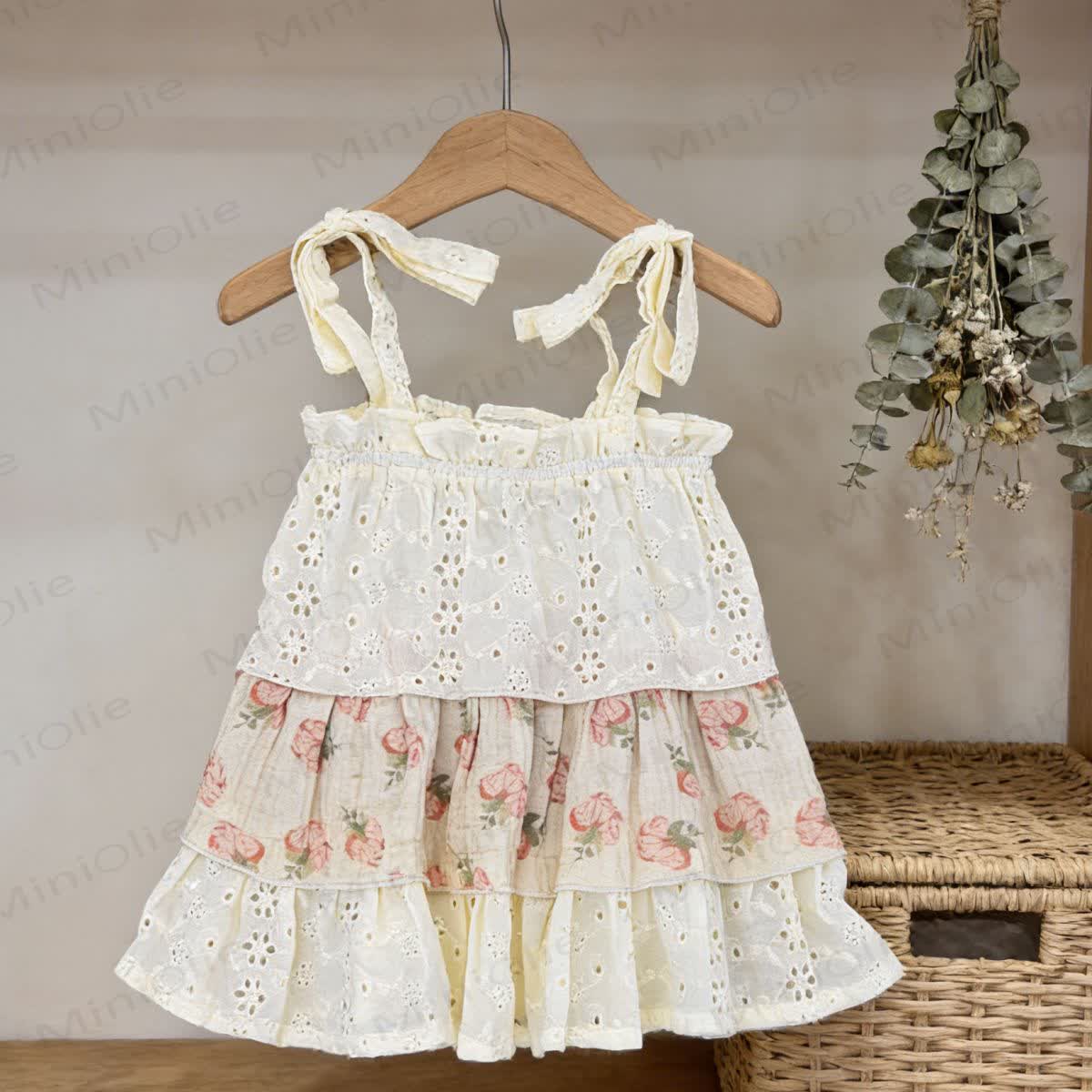 Toddler Girls Floral Cotton Sleeveless Bow Dress - image 1