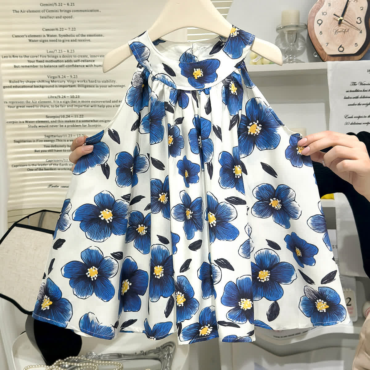 Toddler Girls Floral Print Sleeveless Dress - Blue - 6-7T - image 4