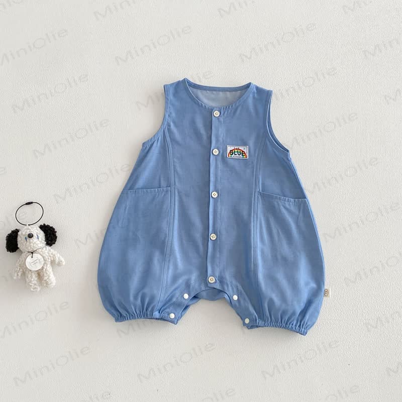 Baby Boy Blue Denim Sleeveless Romper - Blue - 18-24M - image 1