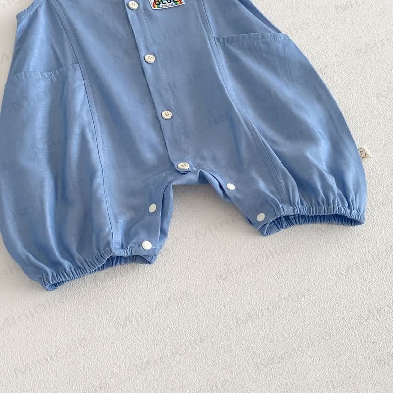 Baby Boy Blue Denim Sleeveless Romper - image 5