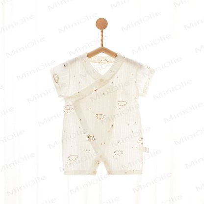 Baby Animal/Crown/ Cloud Wrap Romper - Beige Cloud - 1-2T - image 3