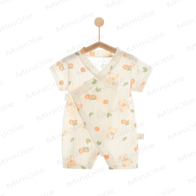 Baby Animal/Crown/ Cloud Wrap Romper - Beige Bear - 1-2T - image 5