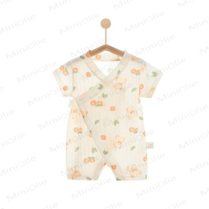 Baby Animal/Crown/ Cloud Wrap Romper - Beige Bear - 1-2T - image 5