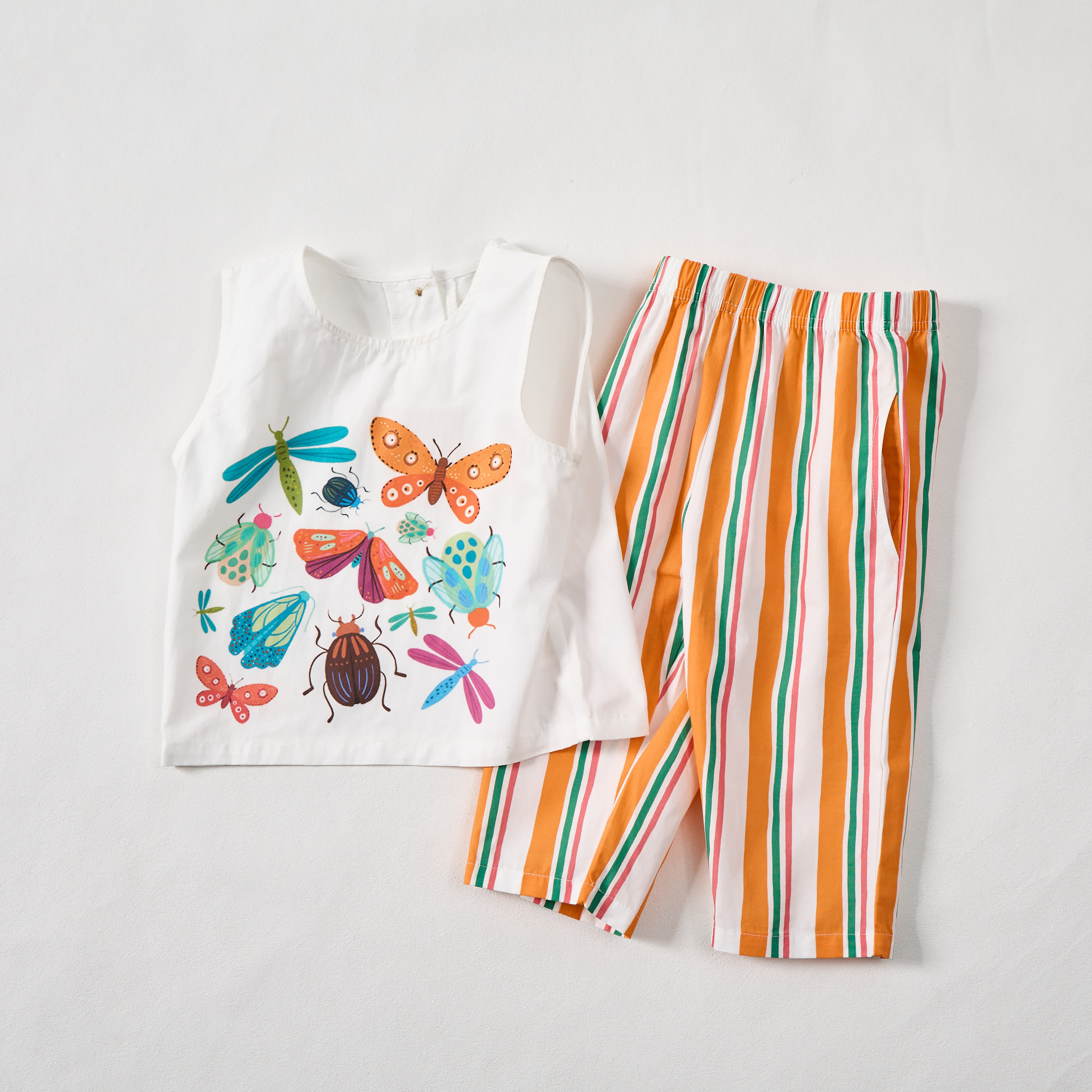 Baby Toddler Insect Print 2-piece Sleeveless Striped Set - image 3