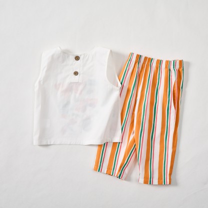 Baby Toddler Insect Print 2-piece Sleeveless Striped Set - image 2
