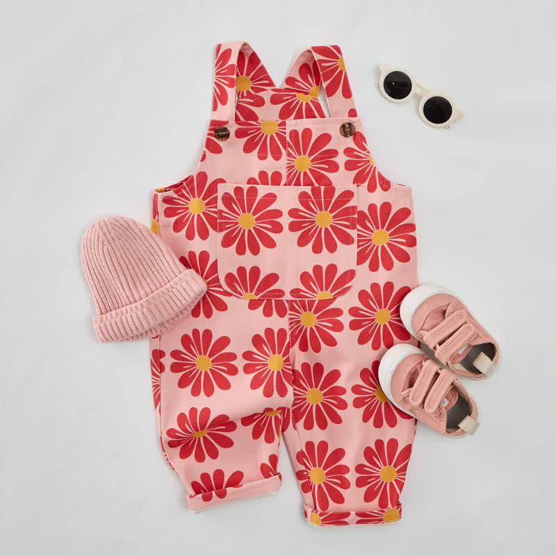 Baby Toddler Flower Pink Overalls - Pink - 3-5T - image 1