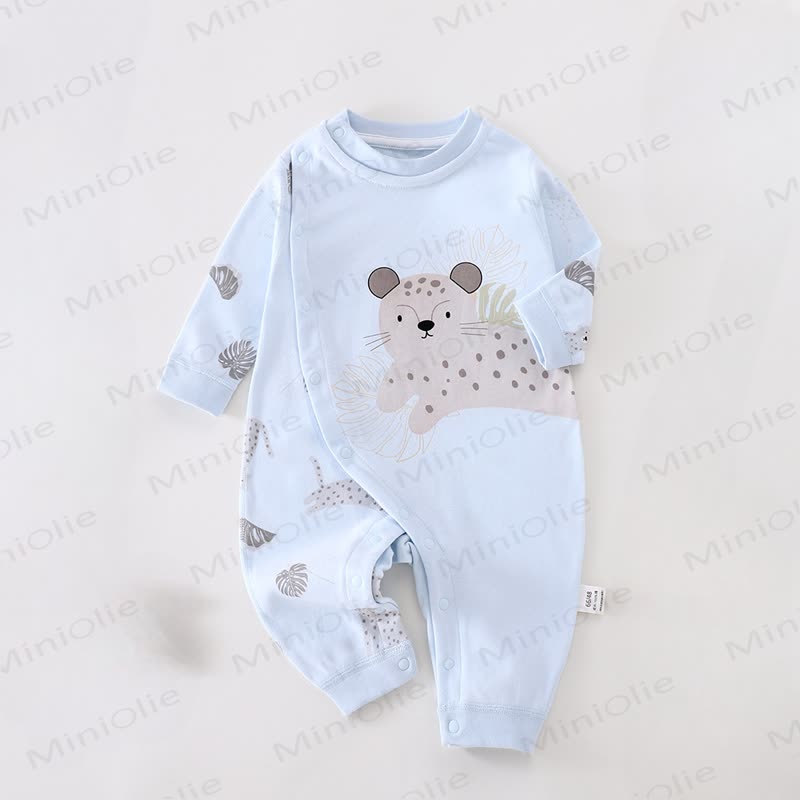 Baby Rabbit/Leopard Patch Romper - Blue Leopard - 12-18M - image 3