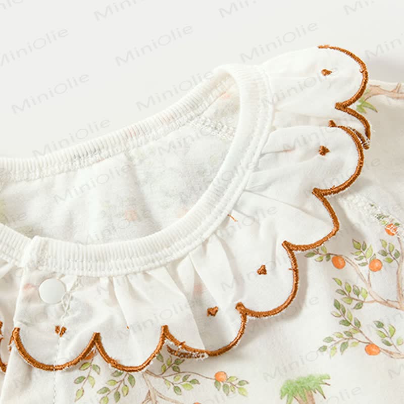 Baby Cartoon Animal Print Ruffle Collar Romper - image 8