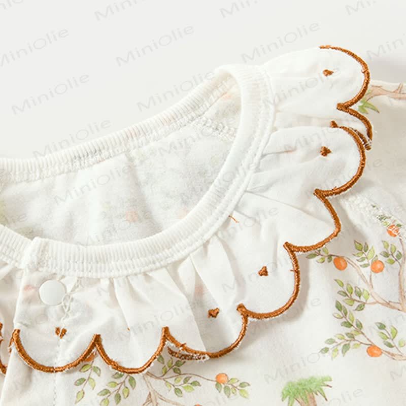 Baby Cartoon Animal Print Ruffle Collar Romper - image 8