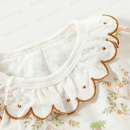 Baby Cartoon Animal Print Ruffle Collar Romper - image 8